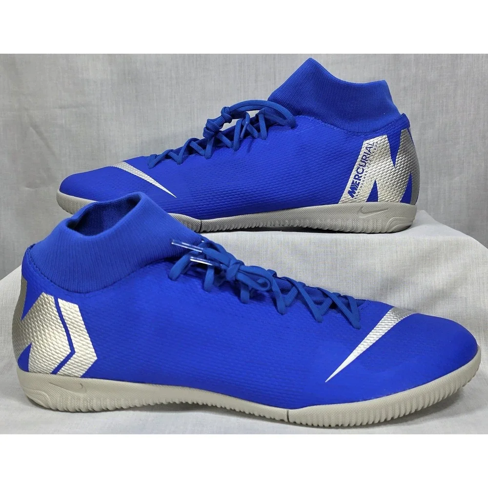 Nike Mercurial Superfly 6 Academy IC Indoor Soccer Shoes‎ Blue Silver AH7369-400